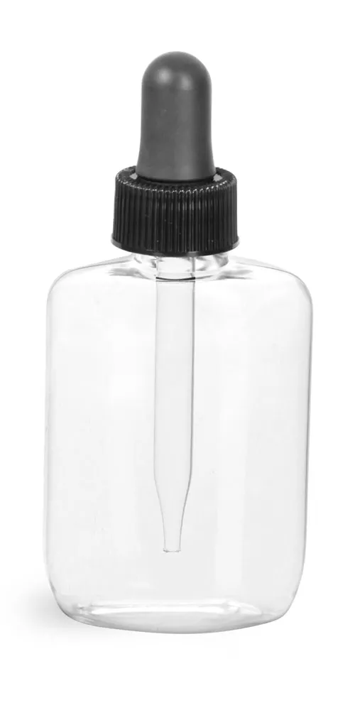 6 oz Clear Glass Oval Graduated Bottles (Black Phenolic Cap)