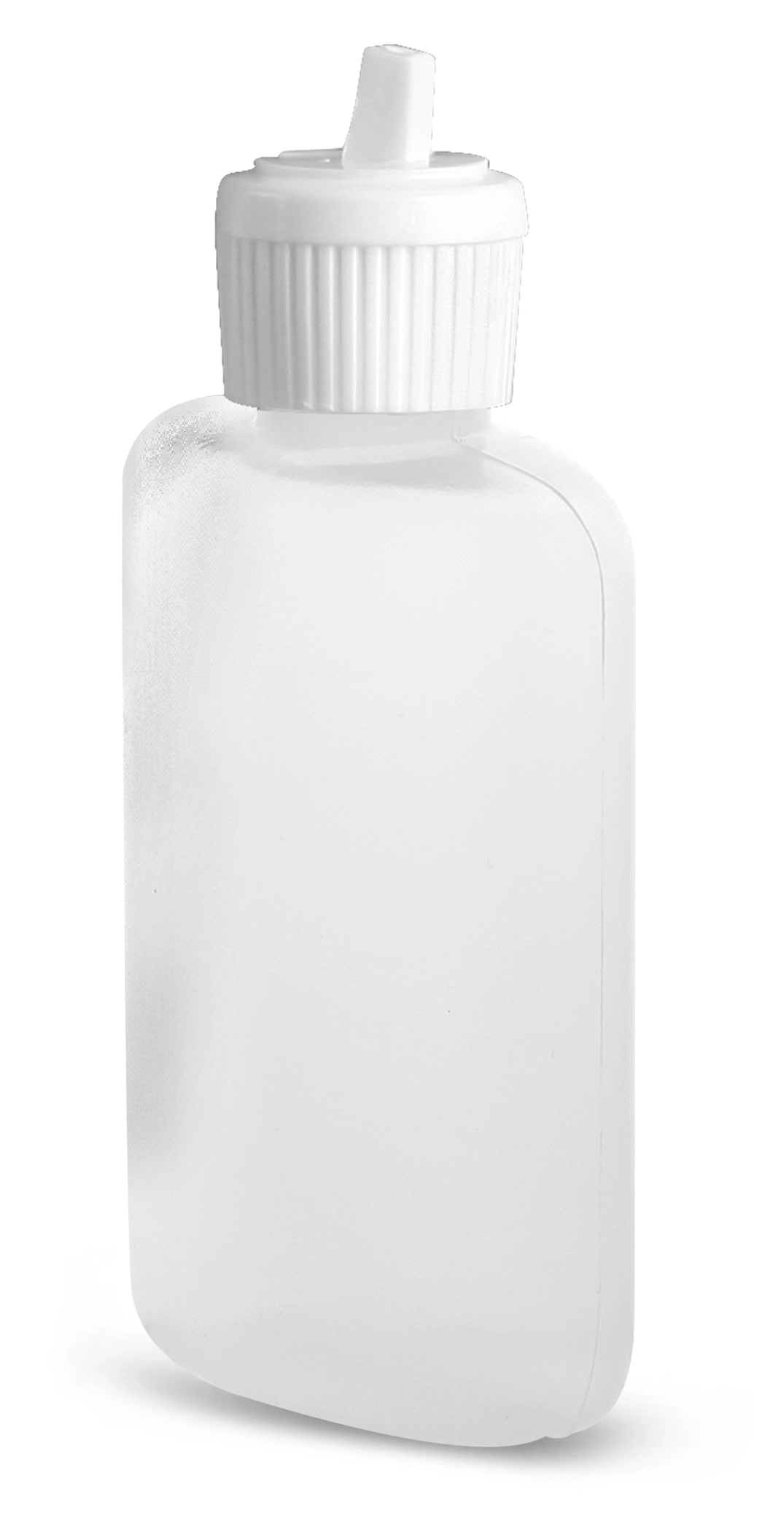 Packaging Deals - 2 oz Natural LDPE Straight Sided Oval Bottles w/ White Flip Top Spout Caps