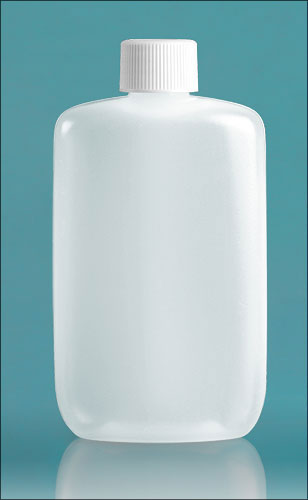 Natural LDPE Straight Sided Oval Bottles w/ White Screw Caps