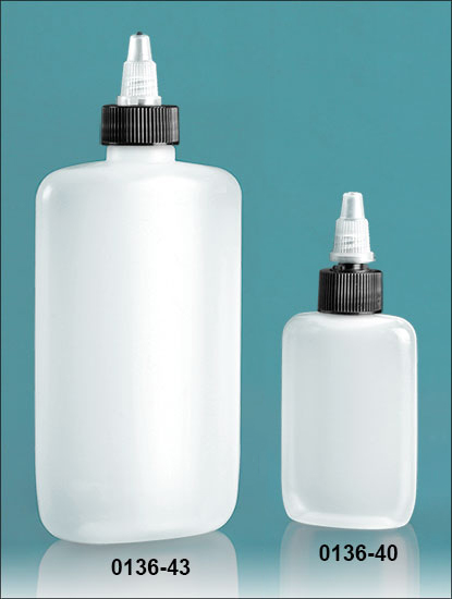 Plastic Bottles, Natural LDPE Oval Bottles With Black / Natural Twist Top Caps