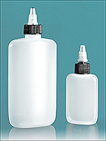 Natural LDPE Straight Sided Oval Bottles w/ Black / Natural Twist Top Caps
