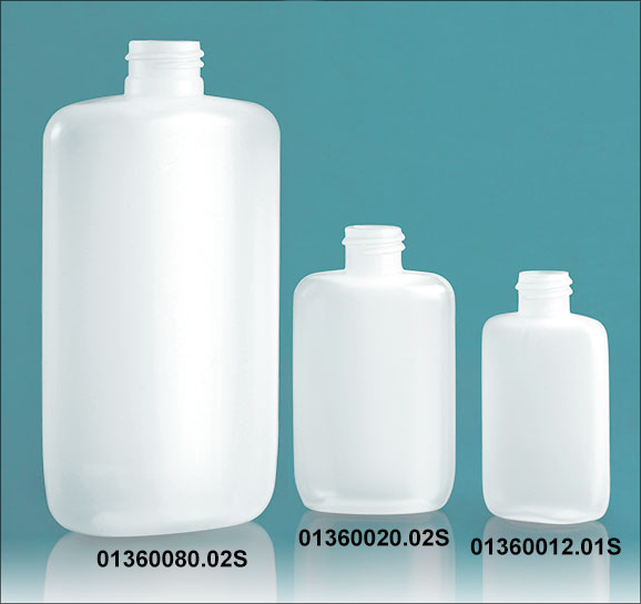 Plastic Bottles, Natural LDPE Straight Sided Ovals (Bulk), Caps NOT Included