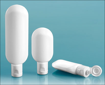 HDPE Plastic Bottles, White Plastic Tottles w/ Snap Top Dispensing Caps