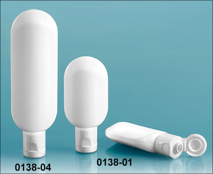 Plastic Bottles, White Plastic Tube Bottles with Snap Top Dispensing Caps