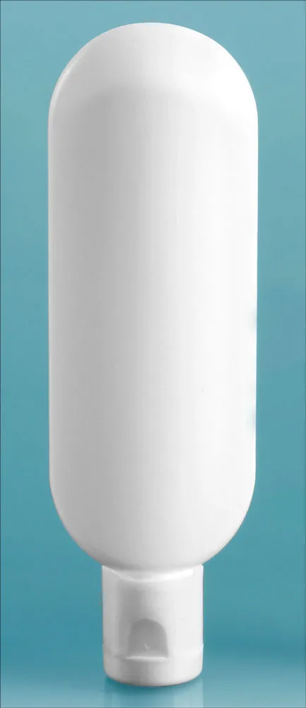 1 oz White Plastic Tube Bottles w/ Snap Top Dispensing Caps