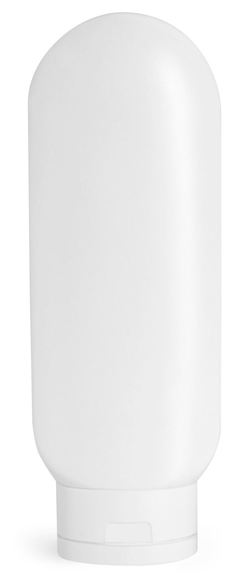 6 OZ WHITE HDPE TOTTLES W/ WHITE CAPS