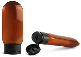 Amber PET Tottles w/ Black Snap Top Caps