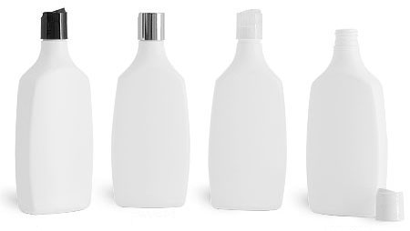 White HDPE Cosmetic Ovals w/ Disc Top Caps