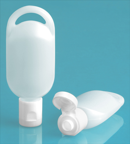 Plastic Bottles, Natural HDPE Tottles w/ White Snap Top Caps
