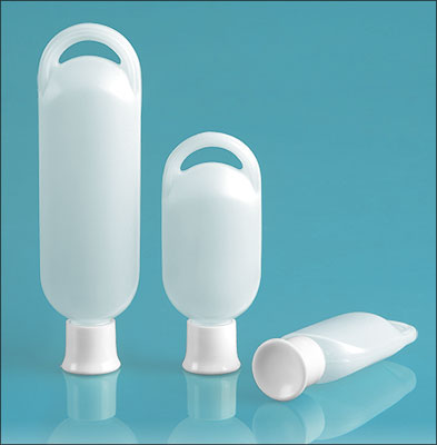 Natural HDPE Lotion Ovals w/ White Smooth Caps