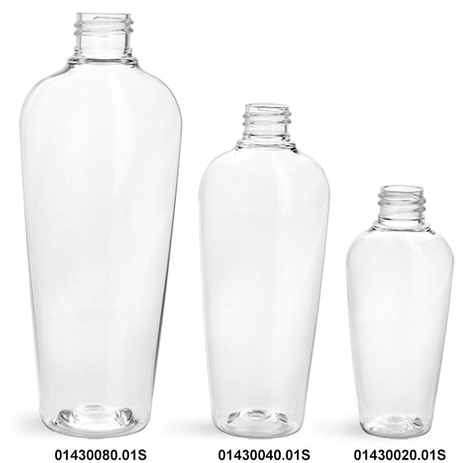 Clear PET Naples Oval Bottles (Bulk), Caps NOT Included