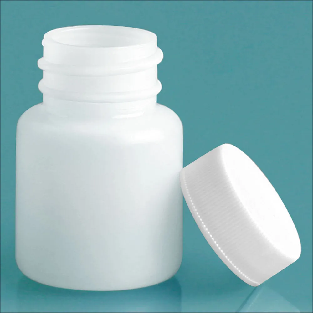 SKS Science Products - Plastic Lab Vials, Natural HDPE Scintillation Vials  w/ White Unlined Polypropylene Caps