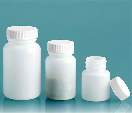 30 cc Plastic Bottles, Natural HDPE Wide Mouth Pharmaceutical Round Bottles w/ White Lined Screw Caps