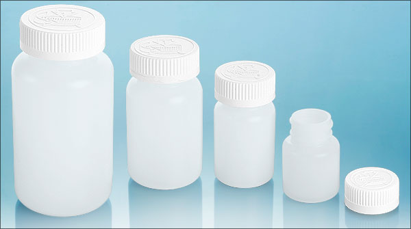 Natural HDPE Pharmaceutical Rounds w/ White Child-Resistant Caps