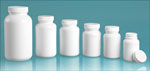 Plastic Bottles, White HDPE Wide Mouth Pharmaceutical Round Bottles w/ White Lined Caps