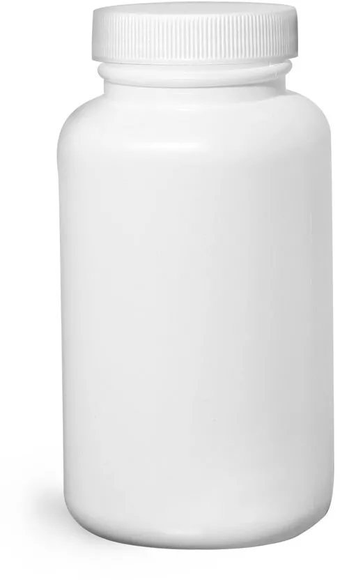 200 cc Plastic Bottles, White HDPE Wide Mouth Pharmaceutical Rounds w/ White Lined Caps