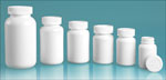 White HDPE Pharmaceutical Round Bottles w/ White Child Resistant Caps