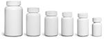 HDPE Plastic Bottles, White Pharmaceutical Round Bottles w/ White Child Resistant Caps