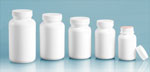 Plastic Bottles, White HDPE Wide Mouth Pharmaceutical Round Bottles w/ White Ribbed Induction Lined Caps