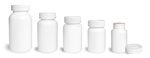 Plastic Bottles, White HDPE Wide Mouth Pharmaceutical Rounds w/ White Induction Lined Child Resistant Caps