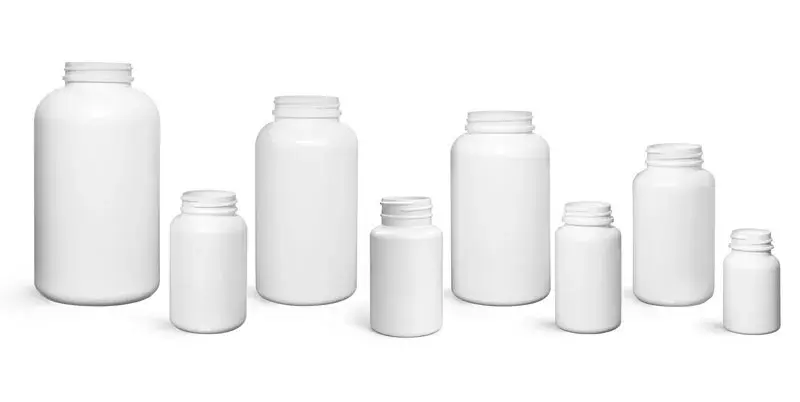 White HDPE Pharmaceutical Round Bottles (Bulk), Caps NOT Included