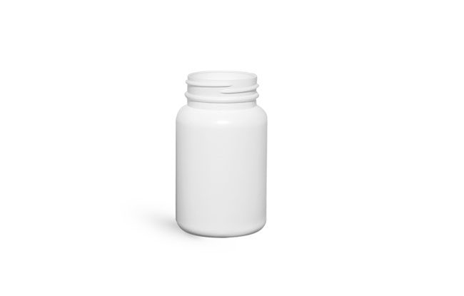 Plastic Bottles, White HDPE Pharmaceutical Round (Bulk), Caps NOT Included