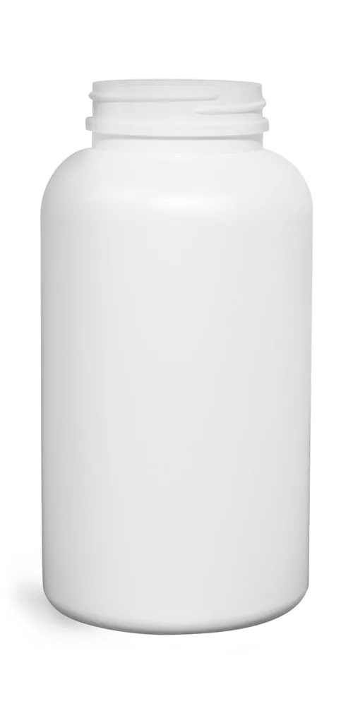 625 cc Plastic Bottles, White HDPE Pharmaceutical Round (Bulk), Caps NOT Included