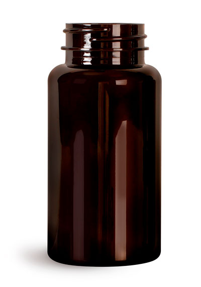 Plastic Bottles, 150 Cc Dark Amber PET Wide Mouth Packer Bottles, (Bulk) Caps Not Included