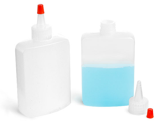 Natural LDPE Squeeze Bottles w/ Red Tip Yorker Caps 