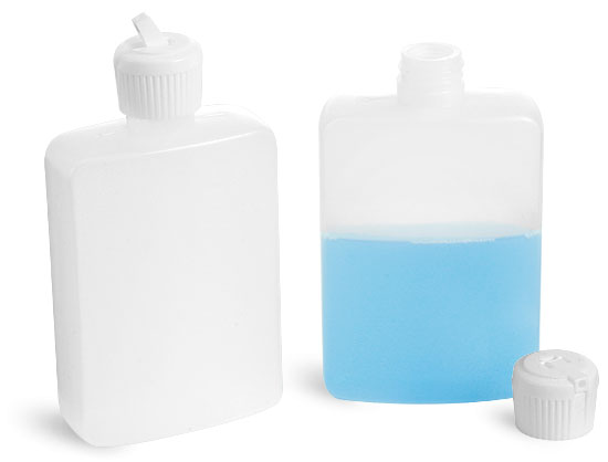 Natural LDPE Squeeze Bottles w/ White Flip Top Spout Caps