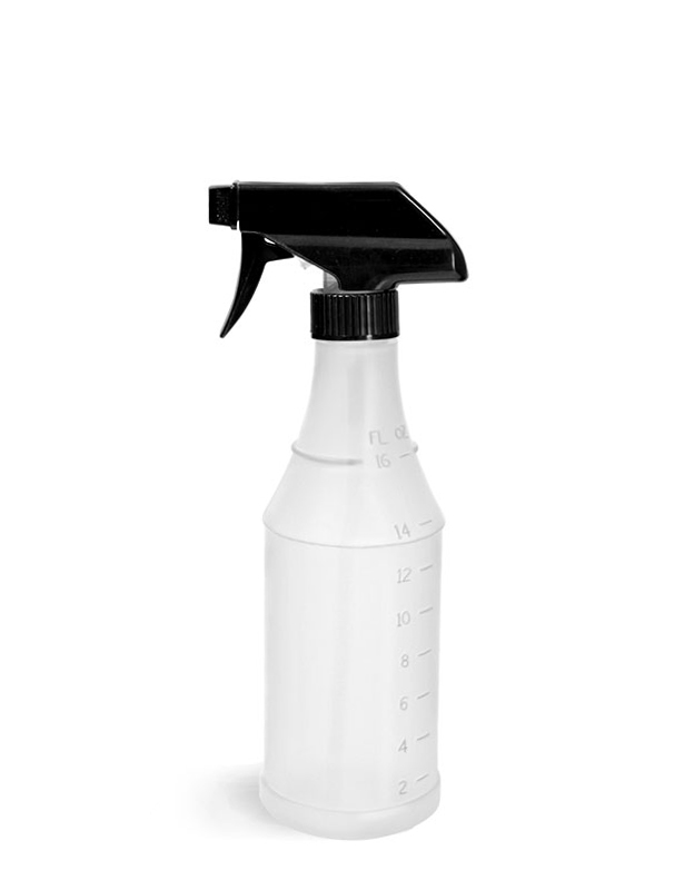 HDPE Plastic Bottles, Natural Spray Bottles w/ Black Trigger Sprayers