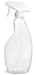 Plastic Bottles, 22 oz Clear PET Sprayer Bottles w/ White Trigger Sprayer
