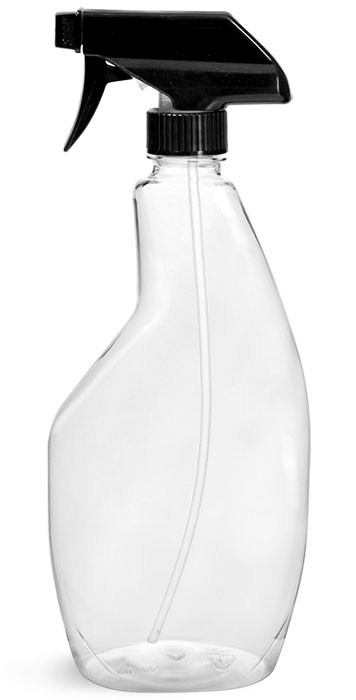 PET Plastic Bottles, Clear Spray Bottles w/ Black Trigger Sprayer