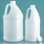 HDPE Plastic Jugs, Natural Jugs w/ White Ribbed Caps