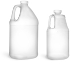 HDPE Plastic Jugs, Natural Jugs w/ White Ribbed Caps