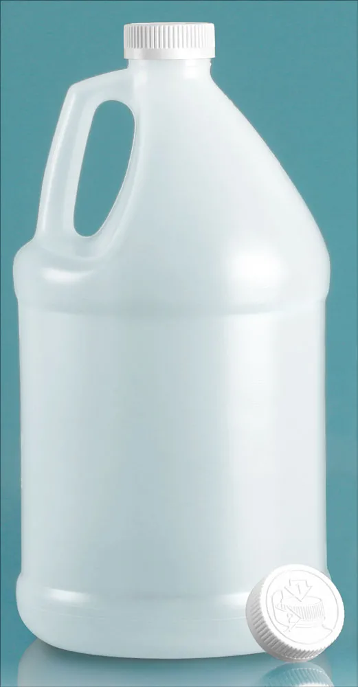 1 gal Natural HDPE Jugs w/ White Child Resistant Caps