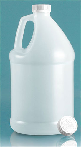 Plastic Bottles, Natural HDPE Jugs w/ White Child Resistant Caps