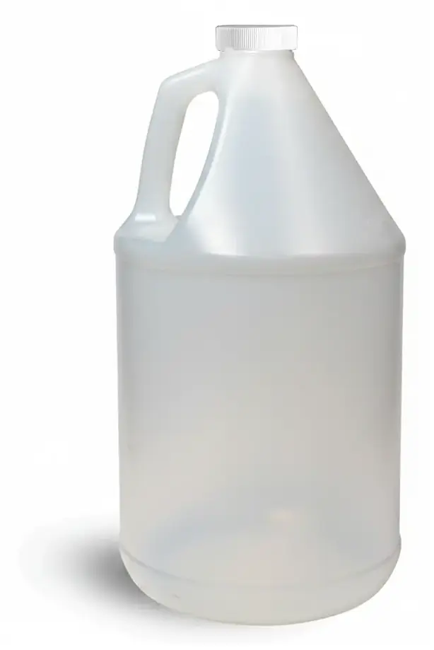 HDPE Plastic Jugs, Natural Jugs w/ White Ribbed PE Lined Caps