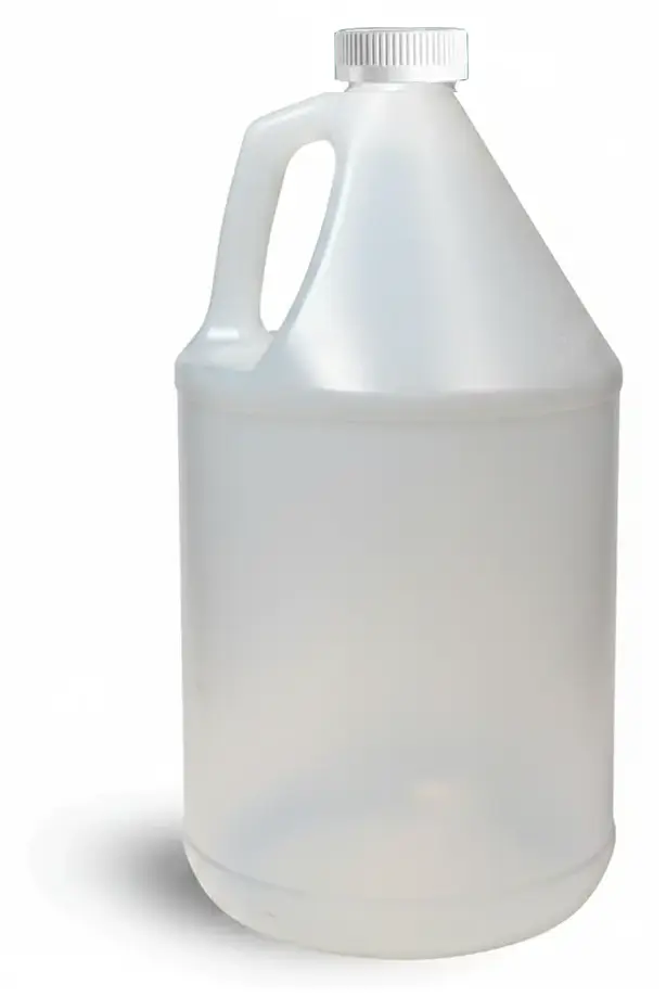 HDPE Plastic Jugs, Natural Jugs w/ White Child Resistant Caps