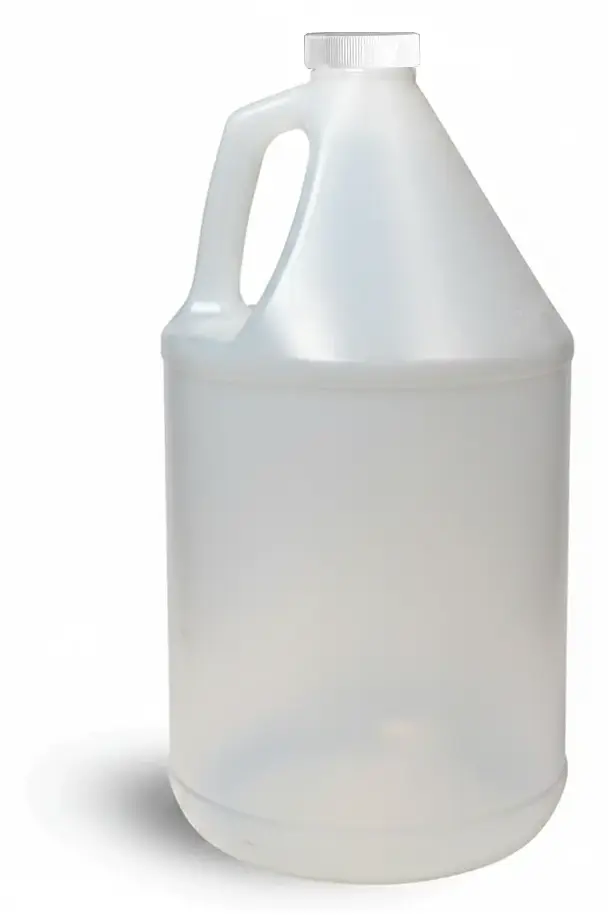 HDPE Plastic Jugs, Natural Jugs w/ White Ribbed Induction Lined Caps