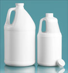 White Round Jugs w/ White Ribbed Caps