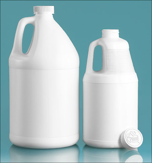 White HDPE Jugs w/ White Child Resistant Caps