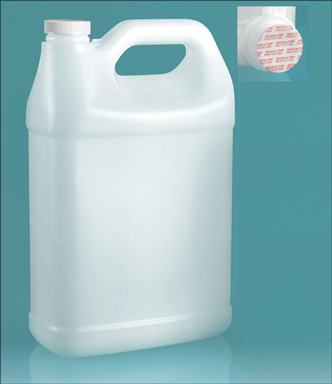 Plastic Jugs, Natural HDPE F-Style Jugs w/ Foam Induction Lined Caps
