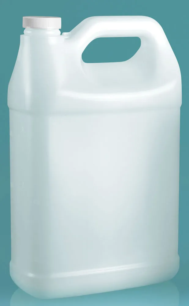 1 gal Natural HDPE F-Style Jugs w/ White Ribbed Induction Lined Caps