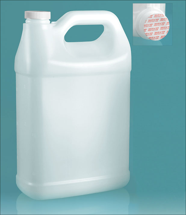 Plastic Jugs, Natural HDPE F-Style Jugs w/ Foam Induction Lined Caps