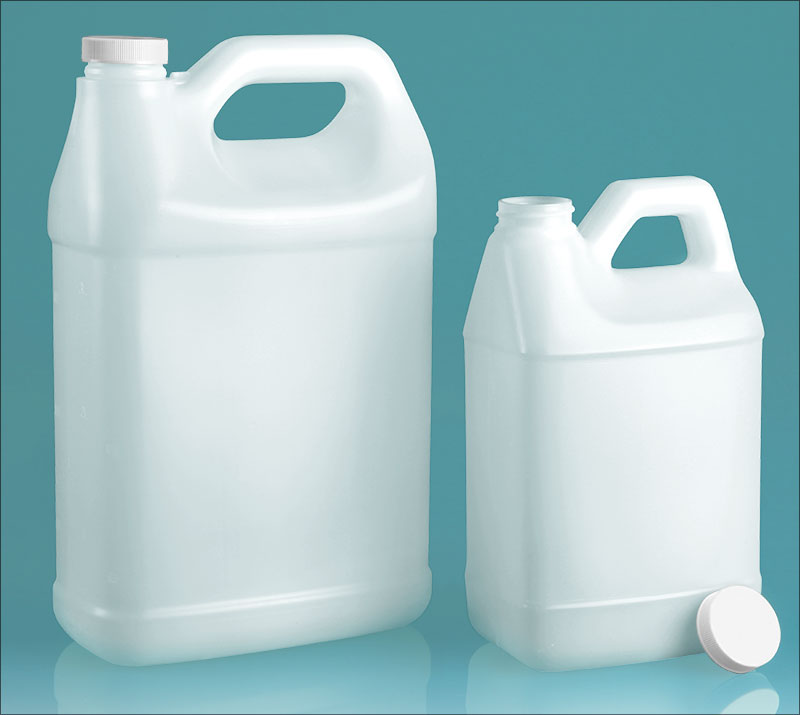 1 gal  Natural HDPE F-Style Jugs w/ PE Lined White Ribbed Caps