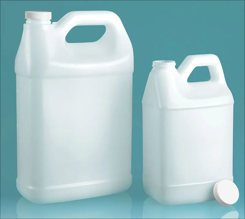 HDPE Plastic Jugs, Natural F-Style Jugs w/ PE Lined Caps