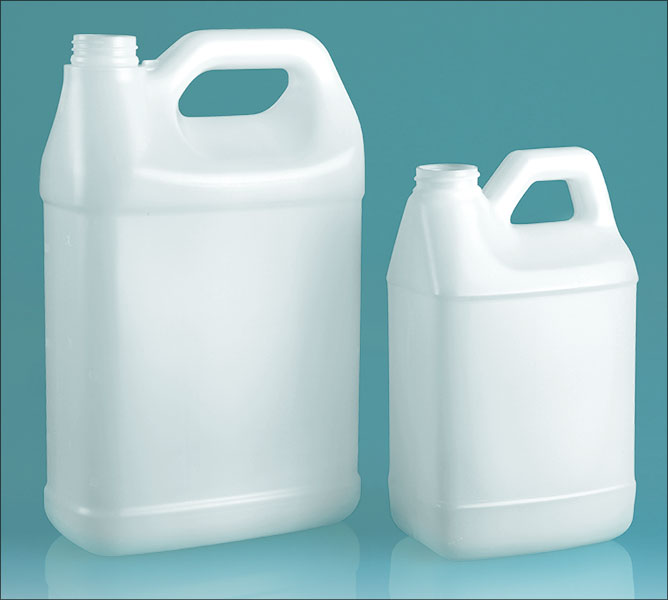 Natural HDPE F Style Handle Jugs w/ Horizontal Top Handle