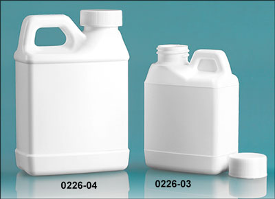Plastic Jugs, White HDPE F-Style Jugs w/ White Lined Ribbed Caps