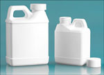 White HDPE F-Style Jugs w/ White Lined Ribbed Caps